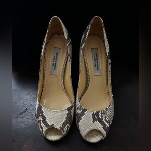 Saks Fifth Avenue Snakeskin Peep-Toe Pumps